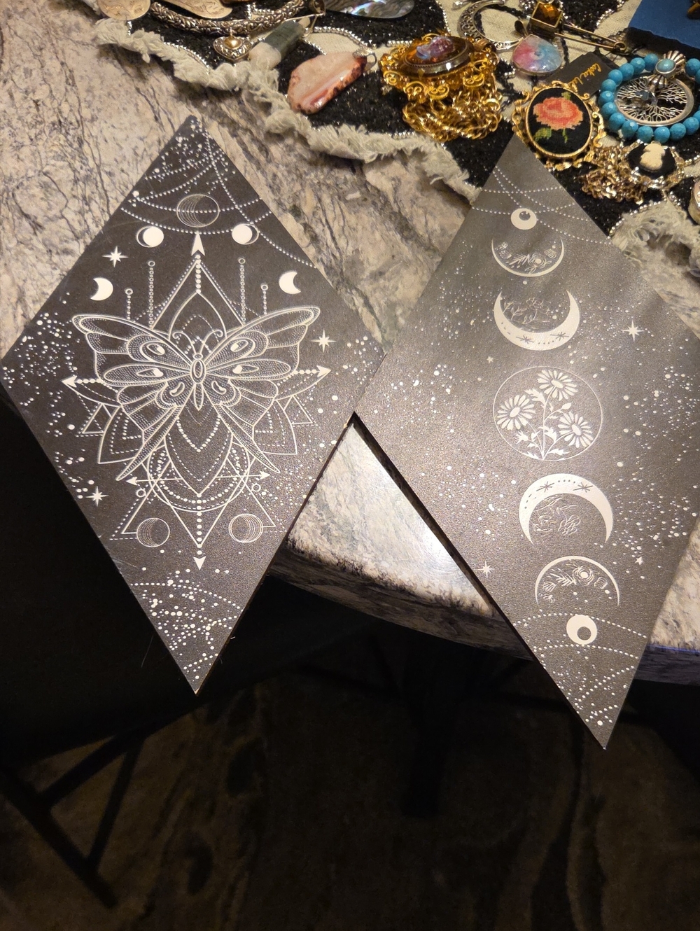 Black & White Moon Phase and Butterfly Wall Art Set